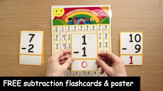 FREE subtraction flashcards & posters for kids