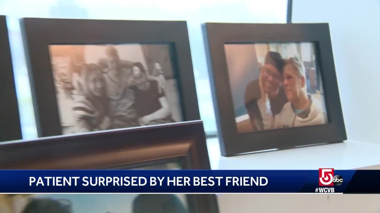 newspaper mockup Patient surprised by her best friend