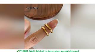 Ghidbk Tarnish Free Stainless Steel 18K Gold Pvd Plated Starburst Textured Rings For Women Fashion W