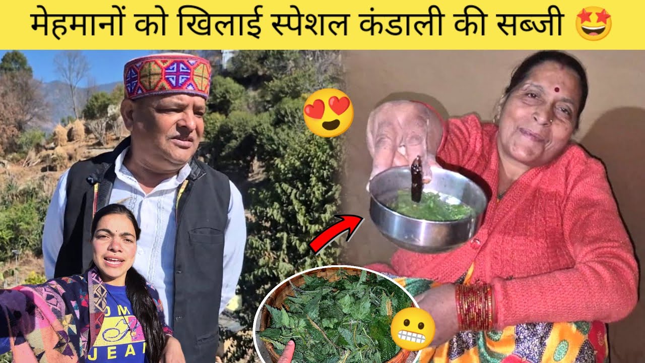सगाई में आए मेहमानों 😍 को खिलाई स्पेशल कंडाली 😬 की सब्जी 🤩।। Sakshi joshi vlogs 