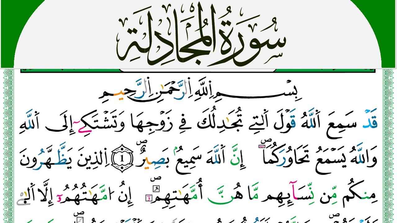 سورة المجادلة مكتوبة محمد سايد Surah Al Mojadala  برواية ورش عن نافع من طريق الازرق