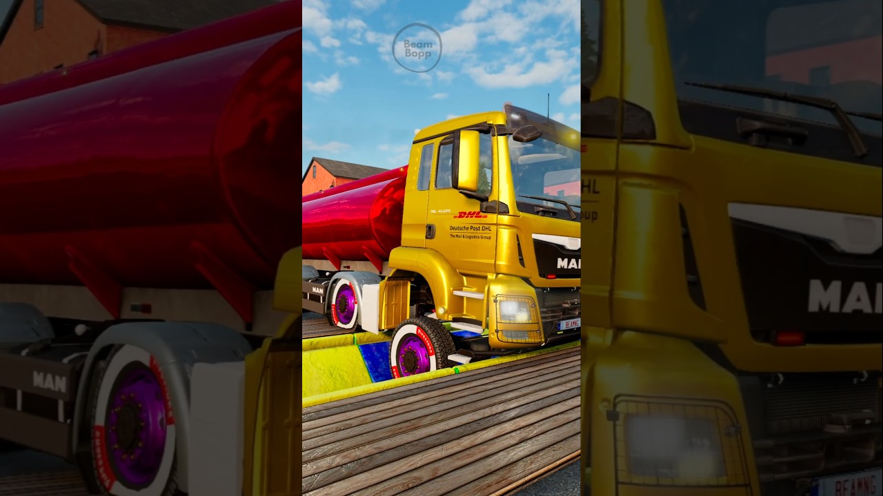 Semi-Truck Pull An Ultra-Long Road Train Over The Trench! 🚚 #beamngdrive