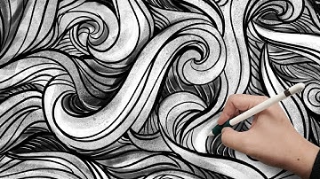 HOW TO DRAW A DYNAMIC WAVE PATTERN USING PROCREATE (TIMELAPSE)