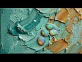 Impasto Rainbow Opals Stones | Deep Teal Impasto Waves | 1 Hour 4K Ambient Visual No Music OLED Safe