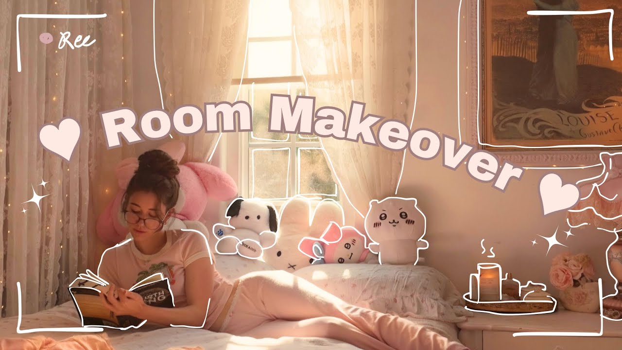aesthetic room makeover 🧸 ♡ (coquette / pinterest inspired) new bed + vanity, painting + decor