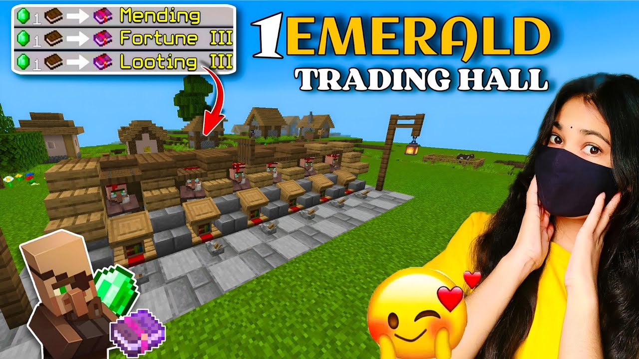 EASIEST Villager Trading Hall | ALLTRADES 1 EMERALD | minecraft Hindi ...