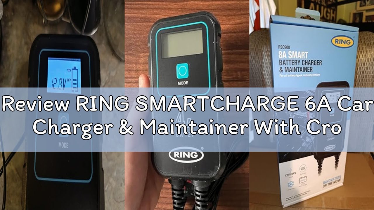 Review RING SMARTCHARGE 6A Car Charger & Maintainer With Crocodile Clips & Built-In Hanging Hook - C