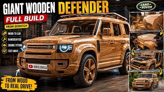 Building a Giant Wooden Land Rover Defender From Scratch | Full Manufacturing Process #viral  #cars 