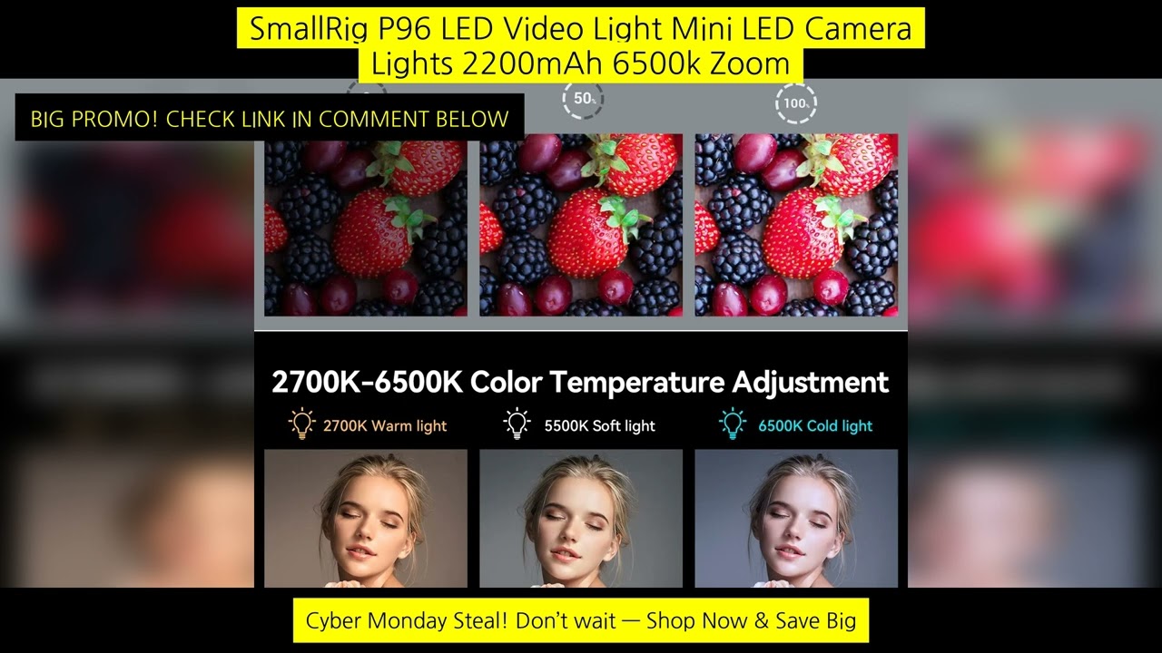 Smallrig P96 Led Video Light Mini Led Camera Lights 2200Mah 6500K Zoom Photo