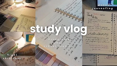 STUDY VLOG |studying productive🌙,journaling night study,skincare routine ✨️
