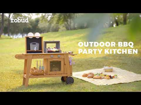 ROBUD Wooden Outdoor Pretend Play BBQ Grill Kitchen for Kids WH014