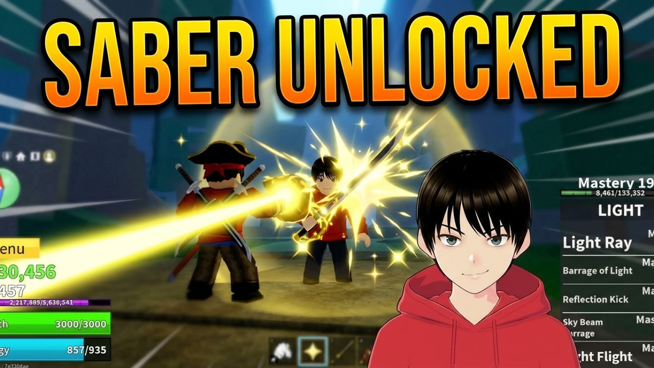 I tried the Saber puzzle in Blox Fruits with Light Fruit | Roblox
