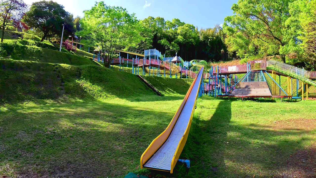 福岡県】高田濃施山公園のロングローラーすべり台【福岡県みやま市