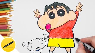 How to draw ShinChan cartoon character step by step for Children - Shin-Chan drawing easy