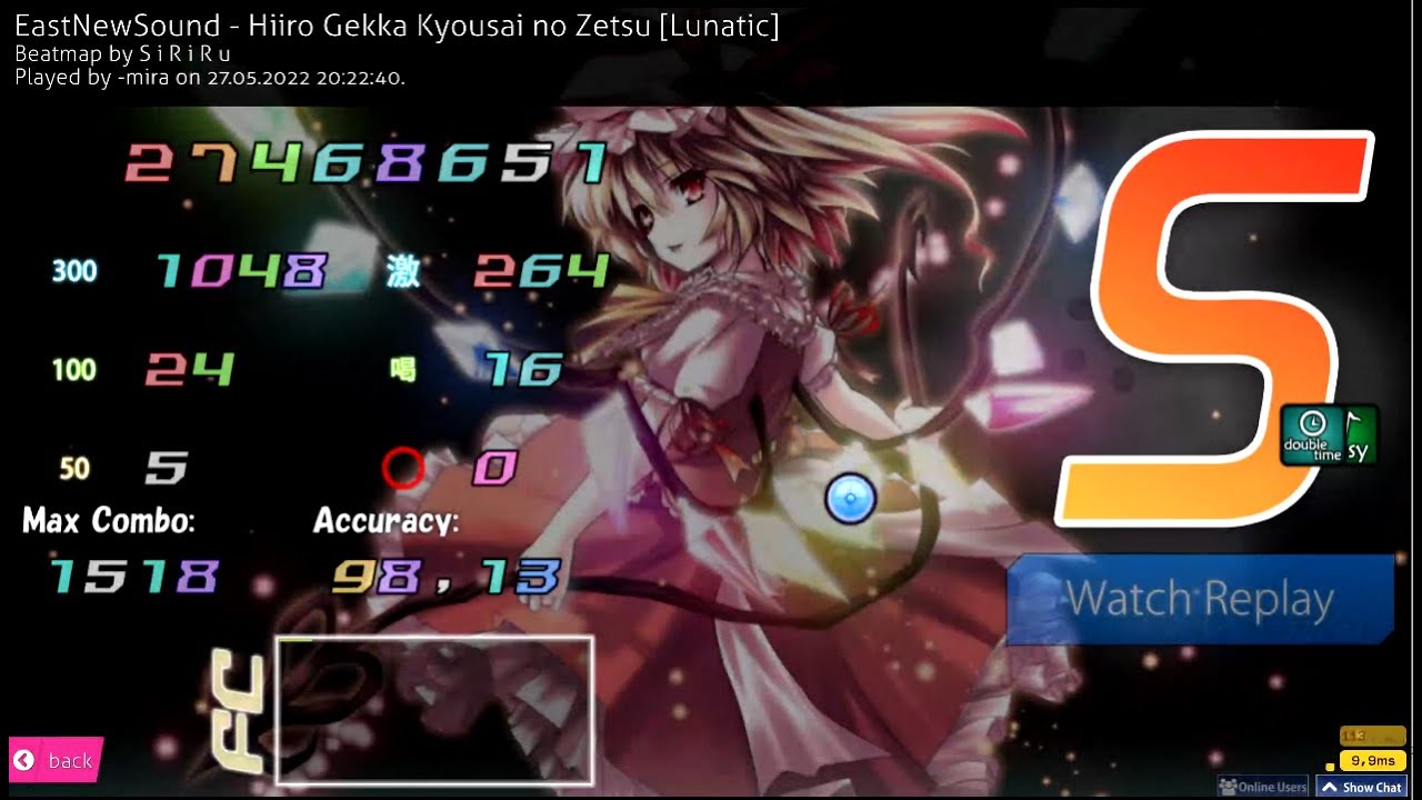 osu! | EastNewSound - Hiiro Gekka Kyousai no Zetsu [Lunatic] +EZDT FC