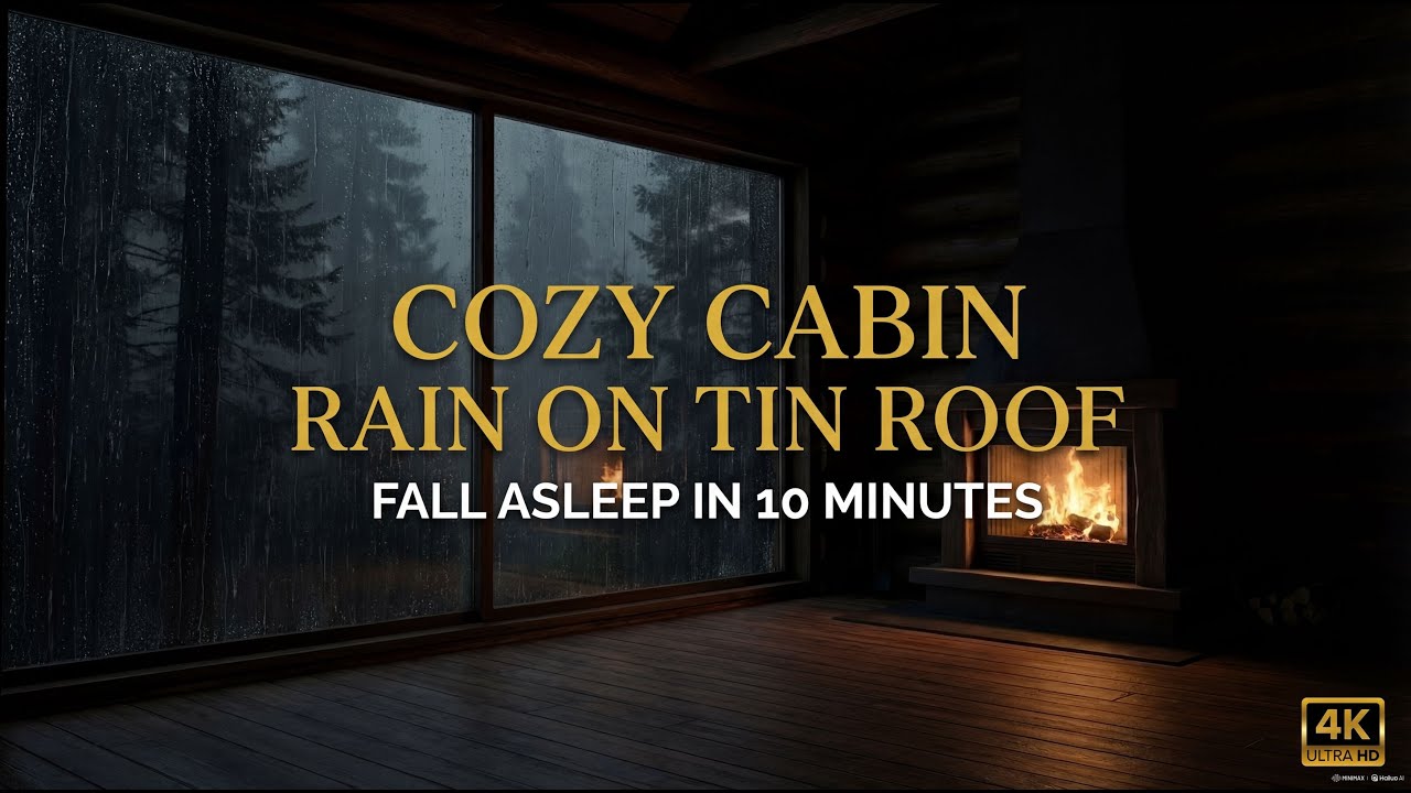 Rain on Tin Roof for Sleeping 🌧️ Fall Asleep in 10 Minutes (4K Cinematic)