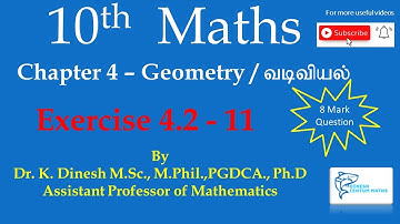 10th Maths | Chapter 4 - Geometry | Practical Geometry - செய்முறை வடிவியல் | Exercise 4.2 Q.No 11