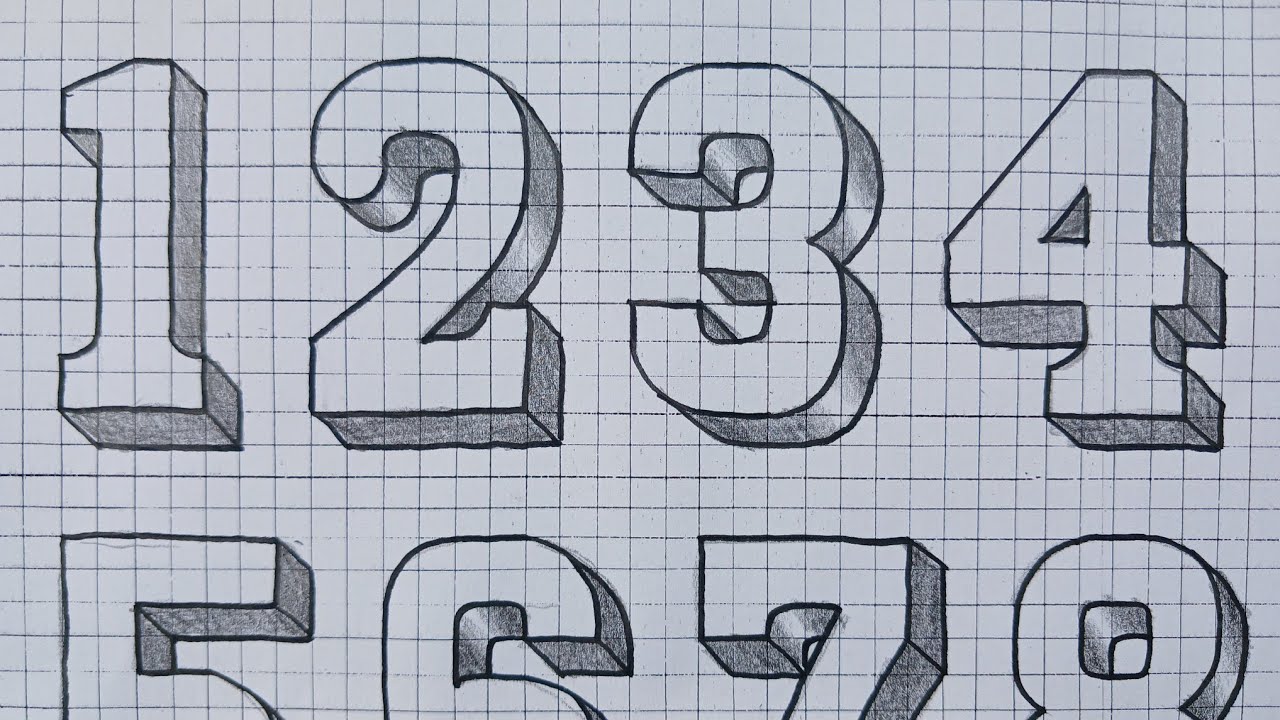 Simple 3D Drawing Number 1 To 10 / How To Draw Easy For Beginners Numbers 1 2 3 4 5 6 7 8 9 10
