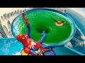 Water slide gta 5 new epic giant water slide spiderman water ragdolls episode 47 water slide