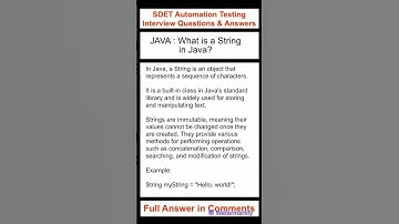 JAVA : What is a string in Java? SDET Automation Testing Interview Questions & Answers