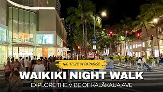 Waikiki Night Walk 🌴 | Explore Honolulu’s Vibe, Hawaii