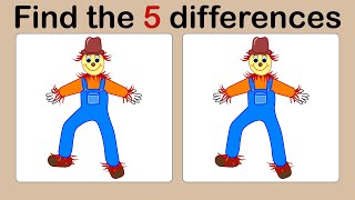 Look and Find 5 Differences No67 Scarecrow | Western | Spot the difference | Illustration Game