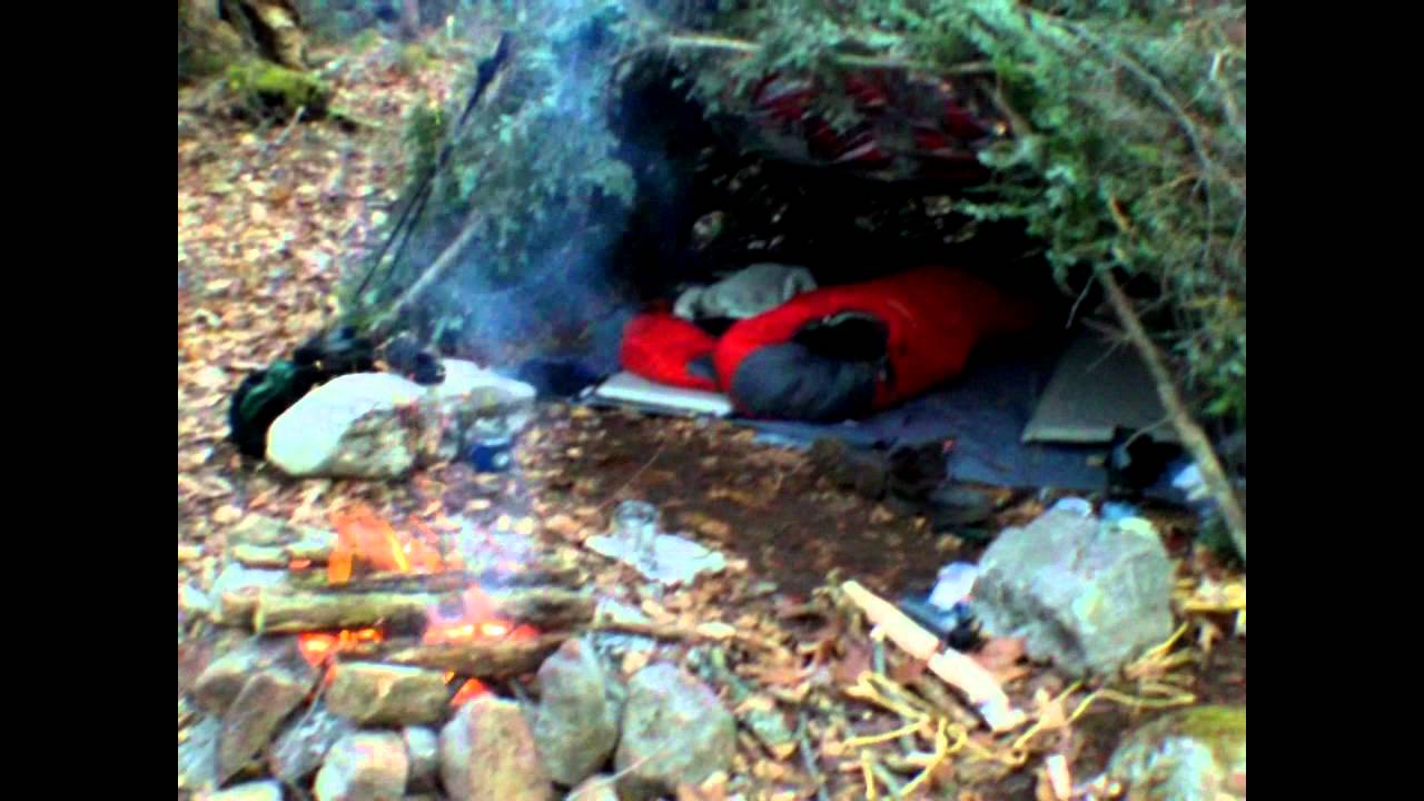 Wilderness Survival Shelter Building part 2 - YouTube