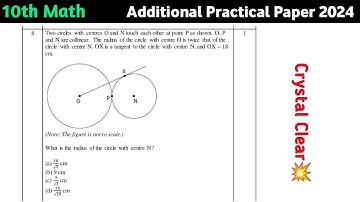 Two circles with centres O and N touch each other at point P as shown. O, P and N are collinear. The