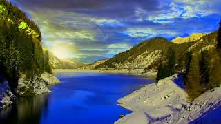 NATURE BACKGROUND SUN RAYS CLOUDS AND MOUNTAINS ANIMATED HD 1080P MOTION CLOUDS BACKGROUNDS