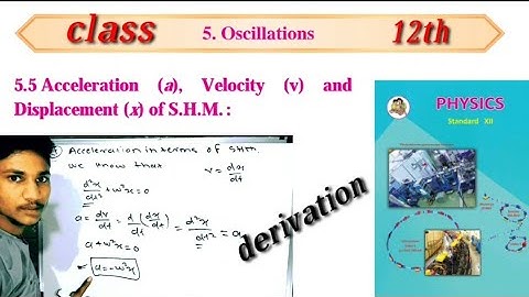 expression for acceleration velocity and displasment of SHM || oscillation physcics