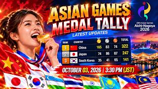 Asian Games Aichi-Nagoya 2026 Medal Tally As Of Today October 03, 2026, 330 Pm Japan
