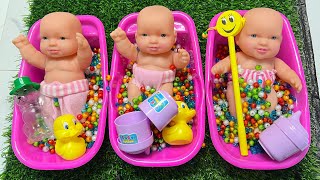 3 Minutes Satisfying Video | Mixing Funny Candy ASMR & Make Up in 3 Bathtubs with Magic M&M's Slime