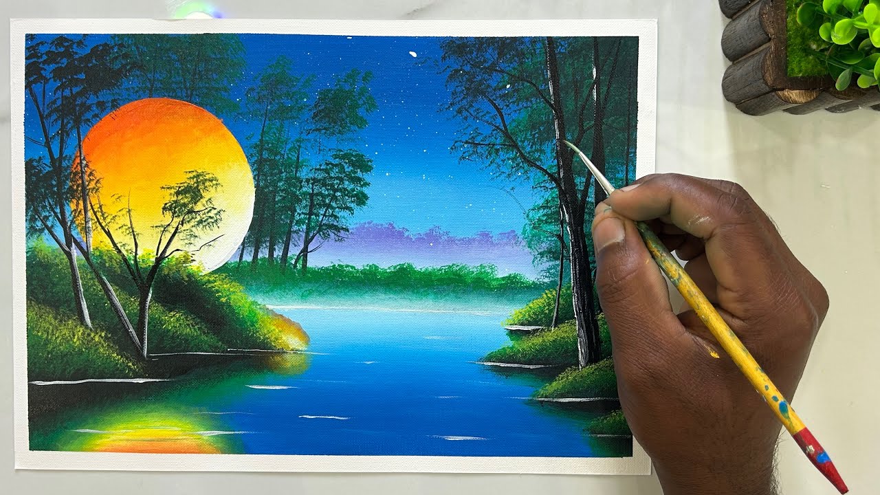 Beautiful landscape painting /nature  painting￼￼ scenery painting ￼