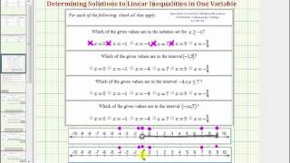 Ex:  Determine Solutions to Inequalities in One Variable
