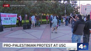 ProPalestinian grad students rally outside of USC