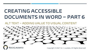 Creating Accessible Documents in Word Part 06 - Alt Text