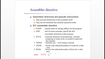 10 System software VTU tutorial | what is assembler directives and Few of SIC ass