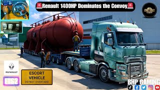 Escorted Beast! 🚛 Renault 1400HP Dominates the Convoy - [ETS 1.53] - [ g29 steering wheel Gameplay ] screenshot 3