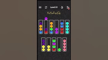 Ball Sort Color Water Puzzle Level 61 Walkthrough 🧪🔴🔵🟡, #shorts