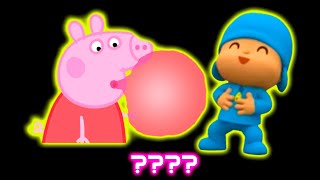 Pocoyo & Peppa Pig "Bubble Gum Pop & Laughing" Sound Variations in 36 Seconds | Tweet