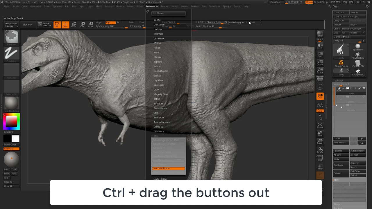 increase polygoncount zbrush