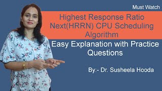 Lecture 12:- Highest Response Ratio Next (HRRN) CPU Scheduling Algorithm|B.Tech|Gate|MCA|NET|TGT|PGT