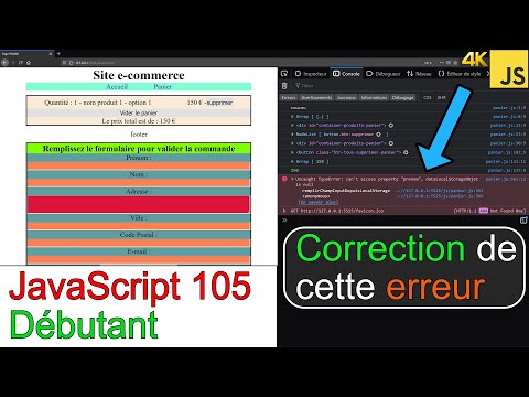 JavaScript105-Correction erreur du local storage qui apparait dans la console-can't access property