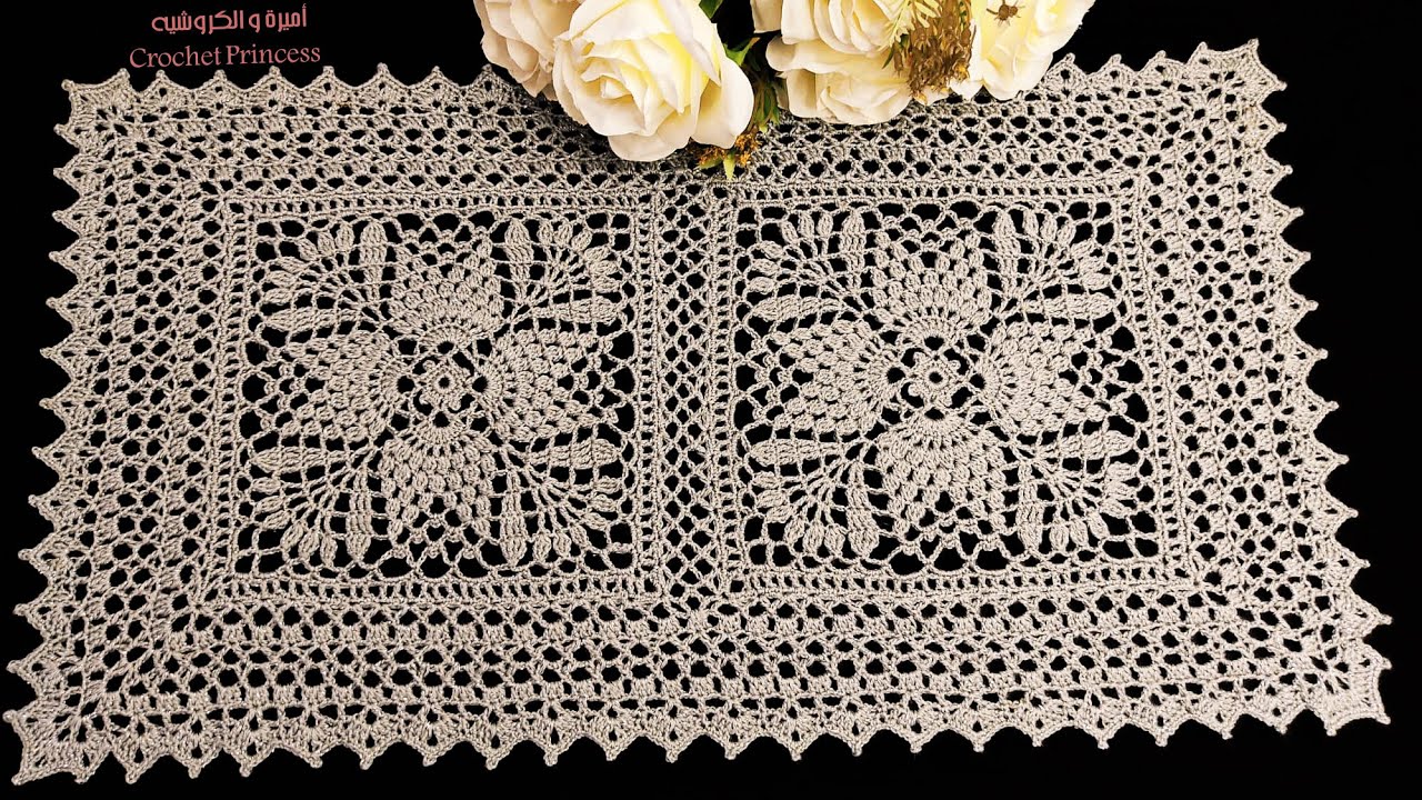 مفرش بـ وحدة مربعة جميلة وسهلة الجزء الثاني طريقة التشبيك والكنار 🌺Crocheted Square Unit