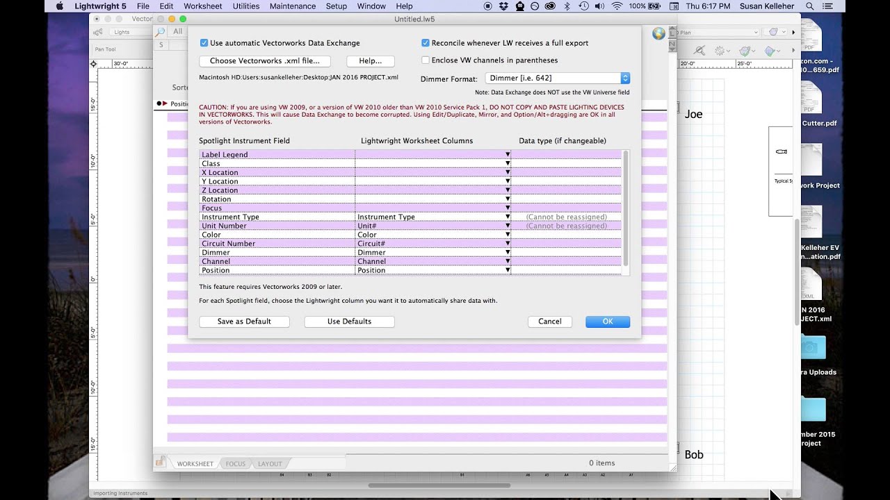 importing vectorworks to lightwright