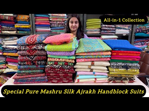 Pure Mashru silk ajrakh suits🌹Handblock Kota doria🌹South cotton🌹Maheshwari silk🌹Jaipuri cotton🌹 by Annuganga Cloth House 