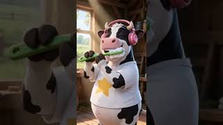This cow brushing her teeth is hilarious! 🦷🐄