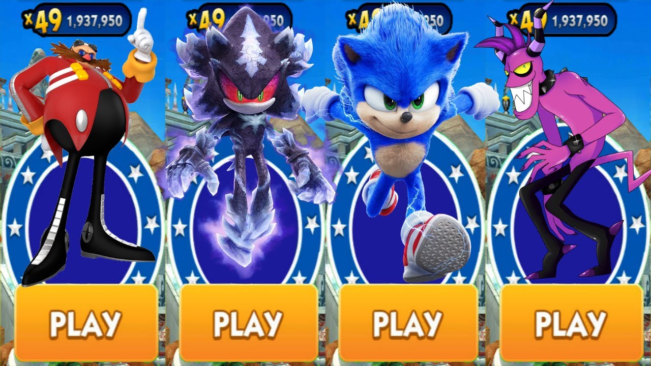 Sonic Dash - Mephiles the Dark vs Movie Sonic defeat All Bosses Eggman ...