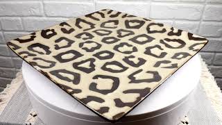 Ebros Giant Cat Cheetah Prints Large Square Dinner Plate Set of 2 10.75" Plates