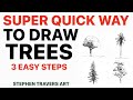 Draw a real looking tree in 3 minutes  3 easy steps